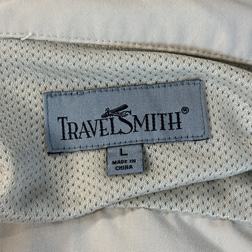 Travel Smith Mens Large Beige Utility Tactical Fishing Vest 12 Pockets Nylon - Picture 3 of 7